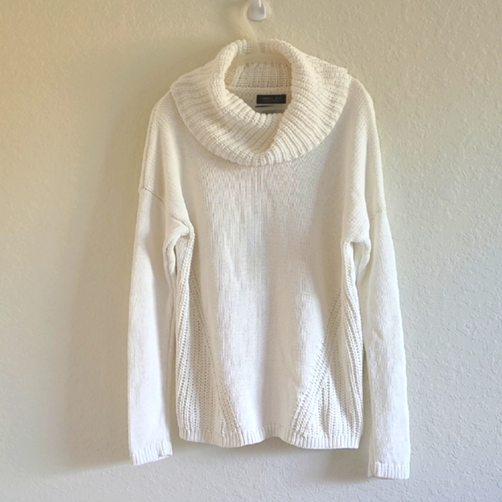 Rachel Zoe Cowl Turtleneck Sweater. Cotton Sz L. Lagenlook. Scandi Girl